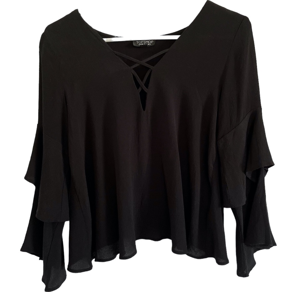 TOPSHOP Crop Top Bell Sleeve Size 4